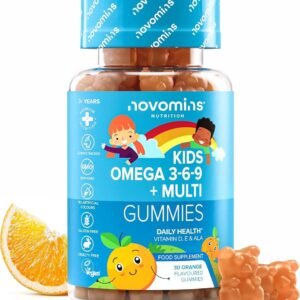 Omega 3 për fëmijë – 30 arusha xhelatinoze Alternativë vegane ndaj vajit të peshkut & vajit të algave  Omega 3, 6, 9 me vaj Perilla, Vitaminë D & E furnizim për 1 muaj